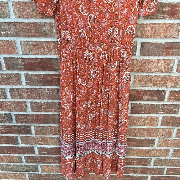 KNOX ROSE Ladies XS Burnt Orange Floral Maxi Dress - Picture 10 of 12